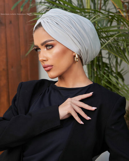 Draped cotton turban