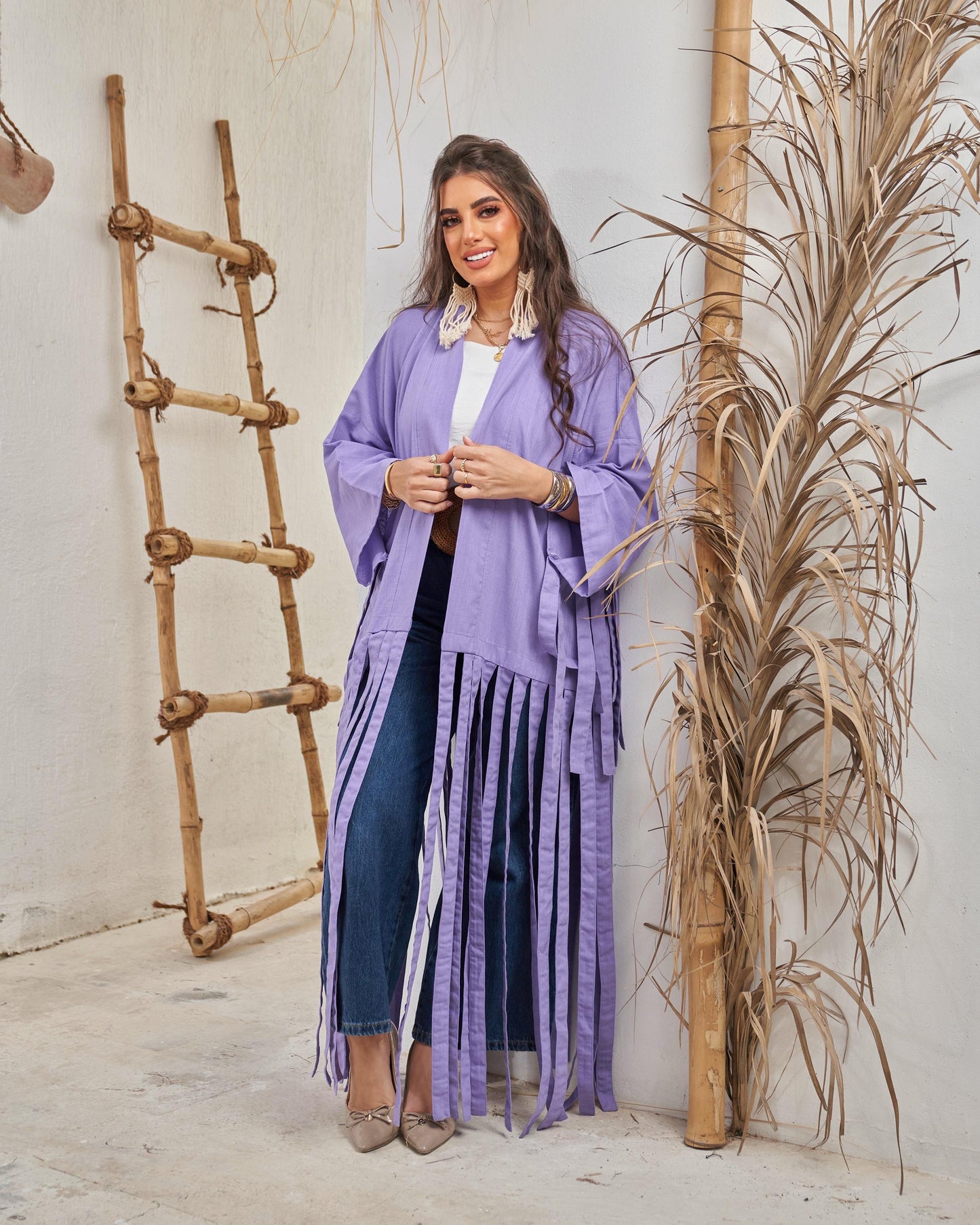 Fringe kimono