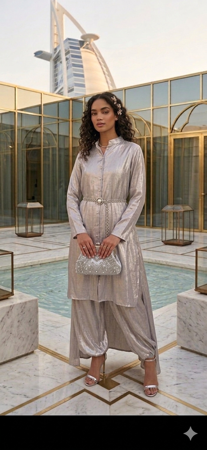 Silver metallic suit