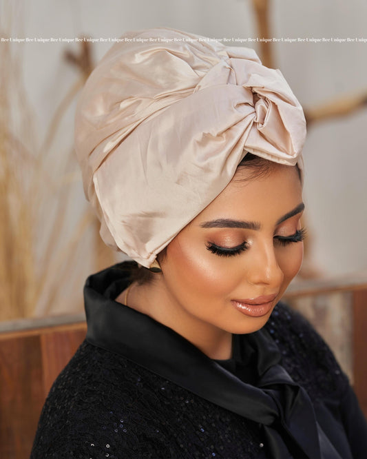 Double bow taffeta turban