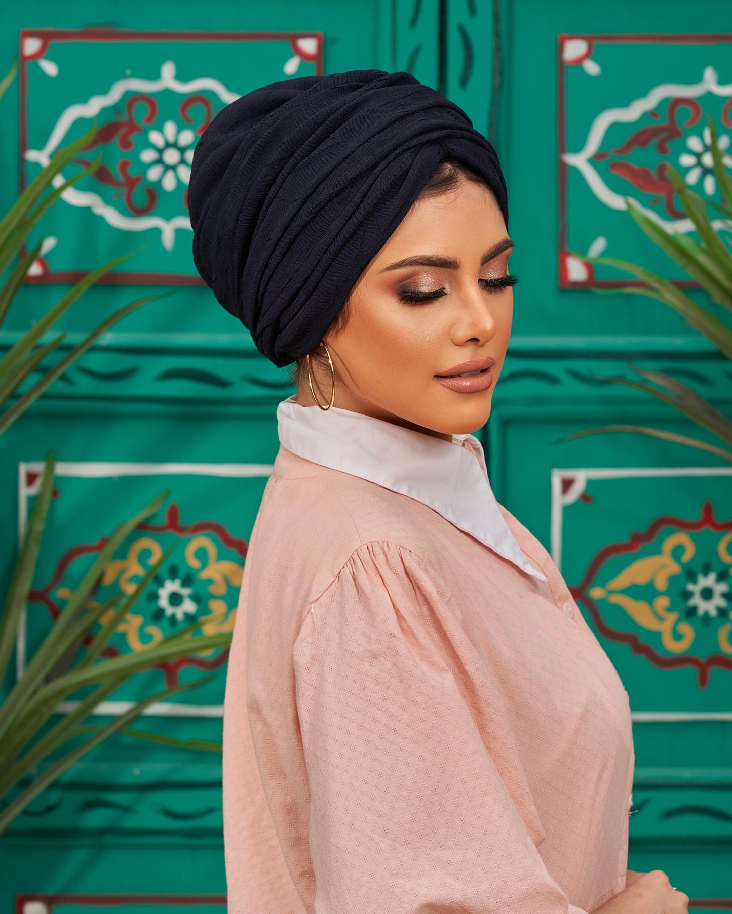 Draped lace turban