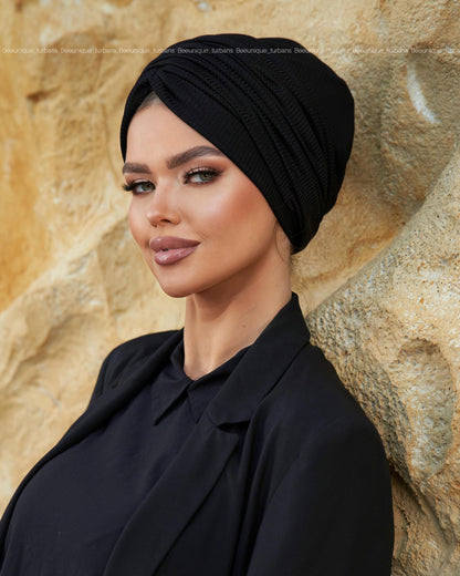 Draped  striped turban