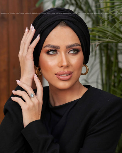 Draped cotton turban