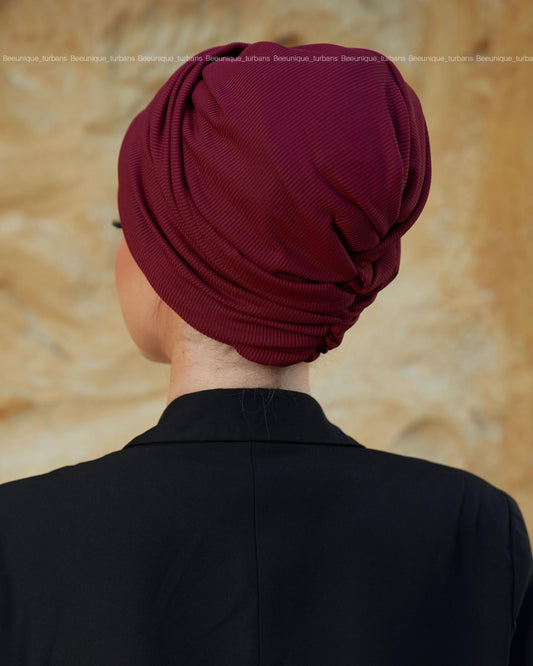 Draped  striped cotton turban