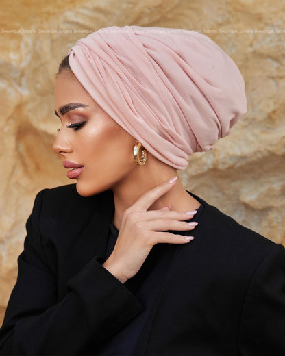Draped cotton turban