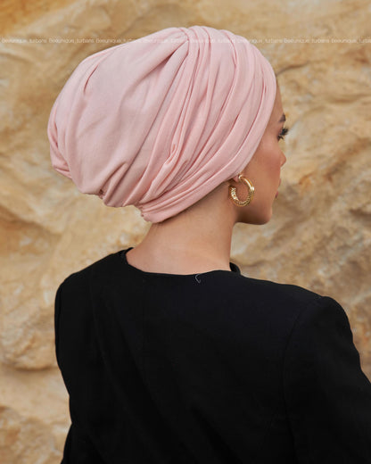 Draped cotton turban