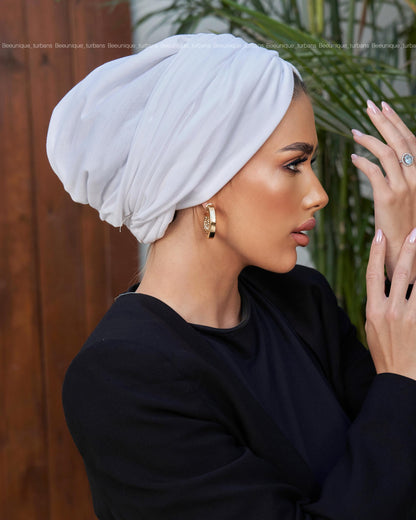 Draped cotton turban
