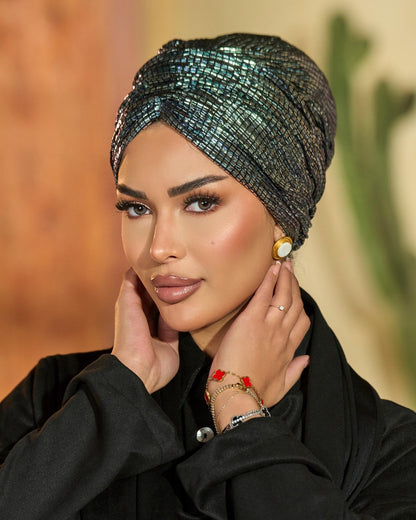 draped sequins turban