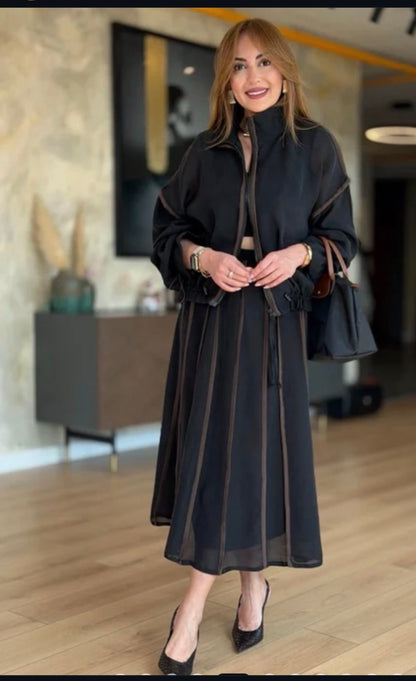Black Zippered Two-Piece Set