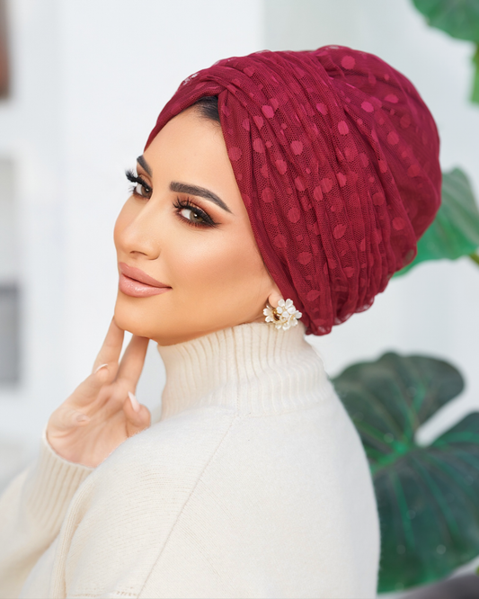Draped tulle turban