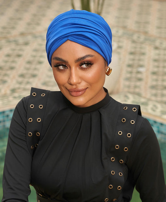 Draped swimming turban