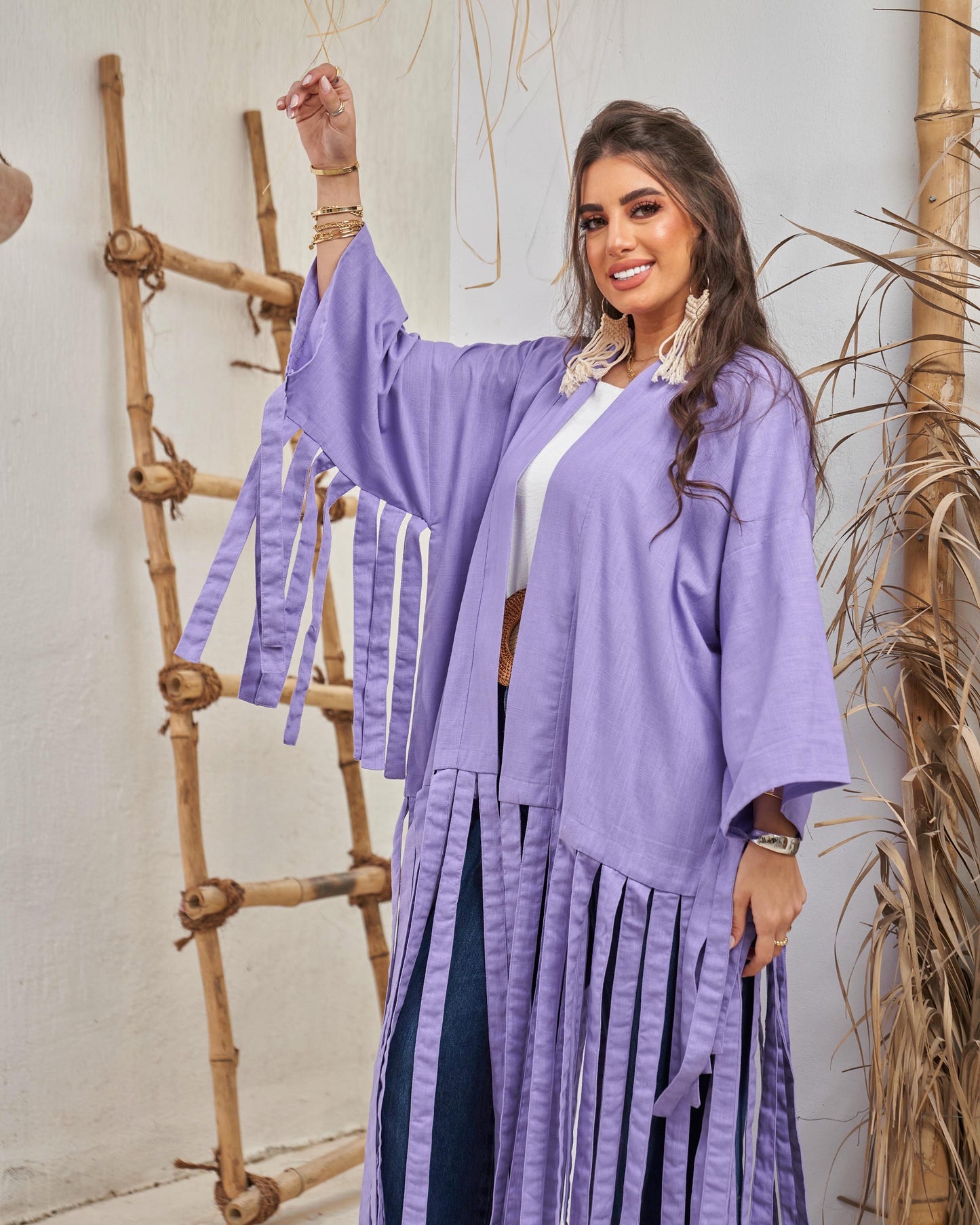 Fringe kimono