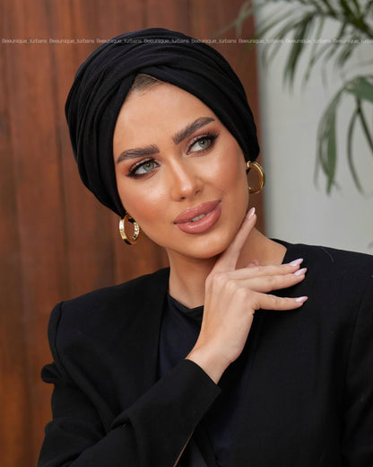 Draped cotton turban