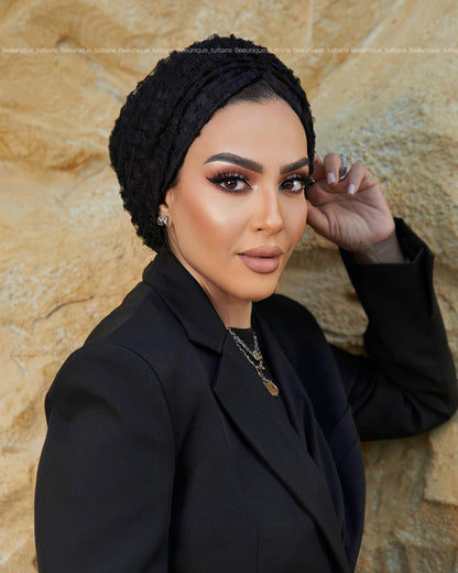 Draped lace turban
