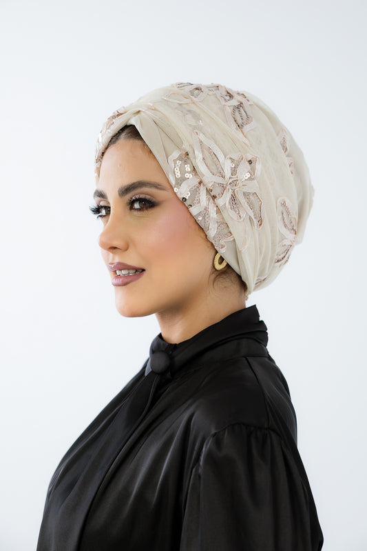 Draped tulle turban