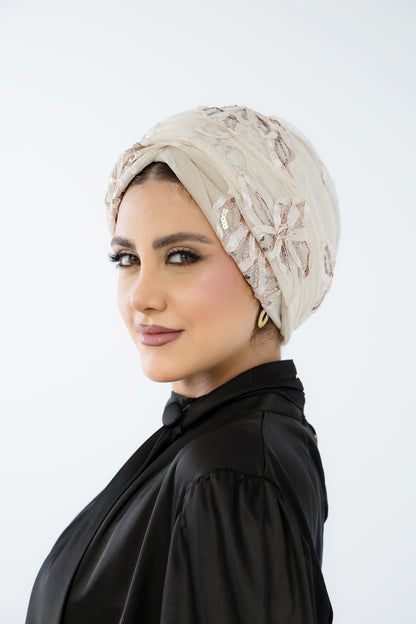 Draped tulle turban