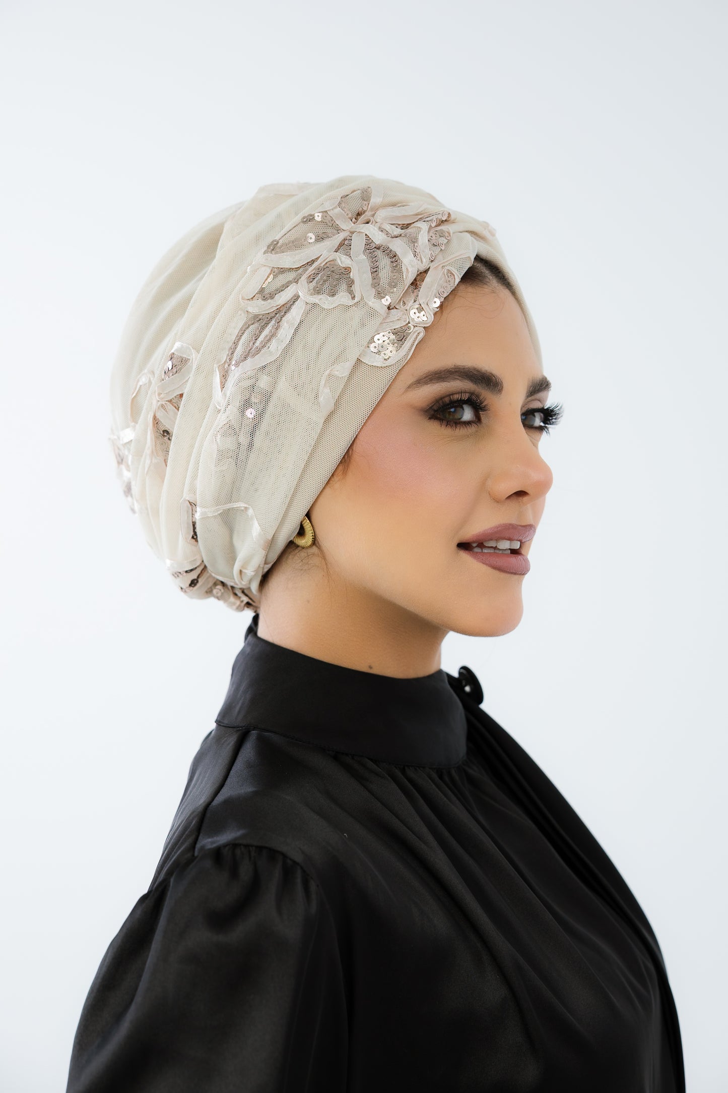 Draped tulle turban