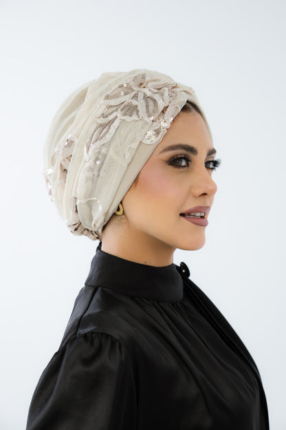 Draped tulle turban
