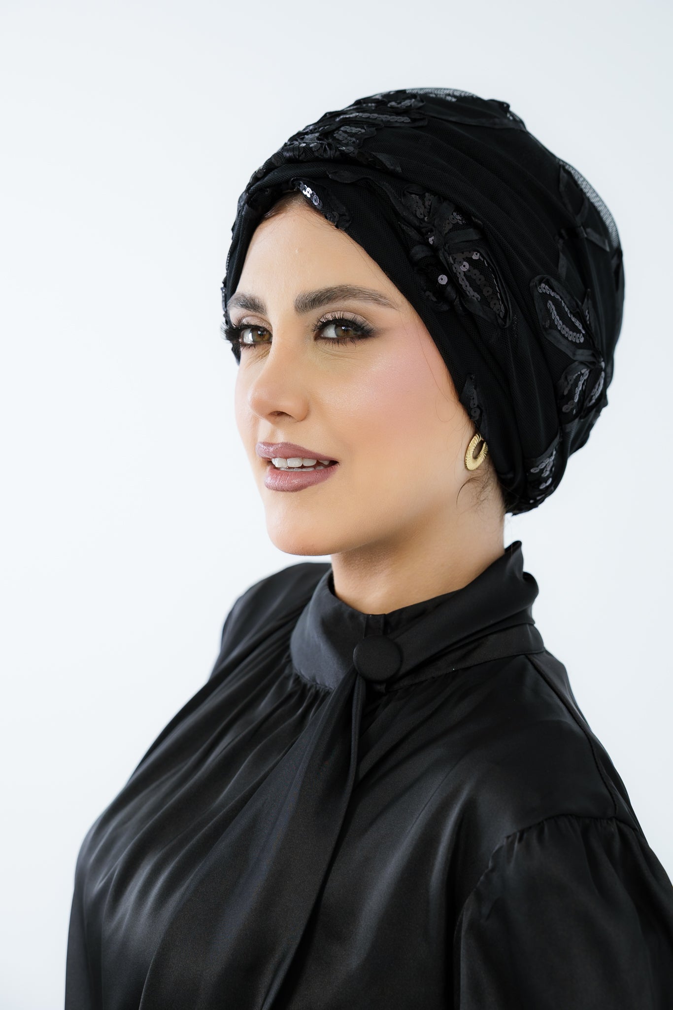 Draped tulle turban