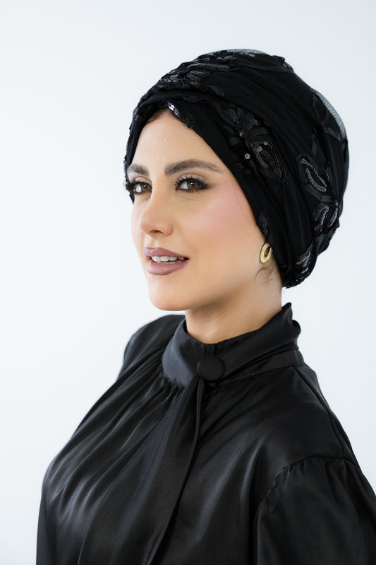 Draped tulle turban