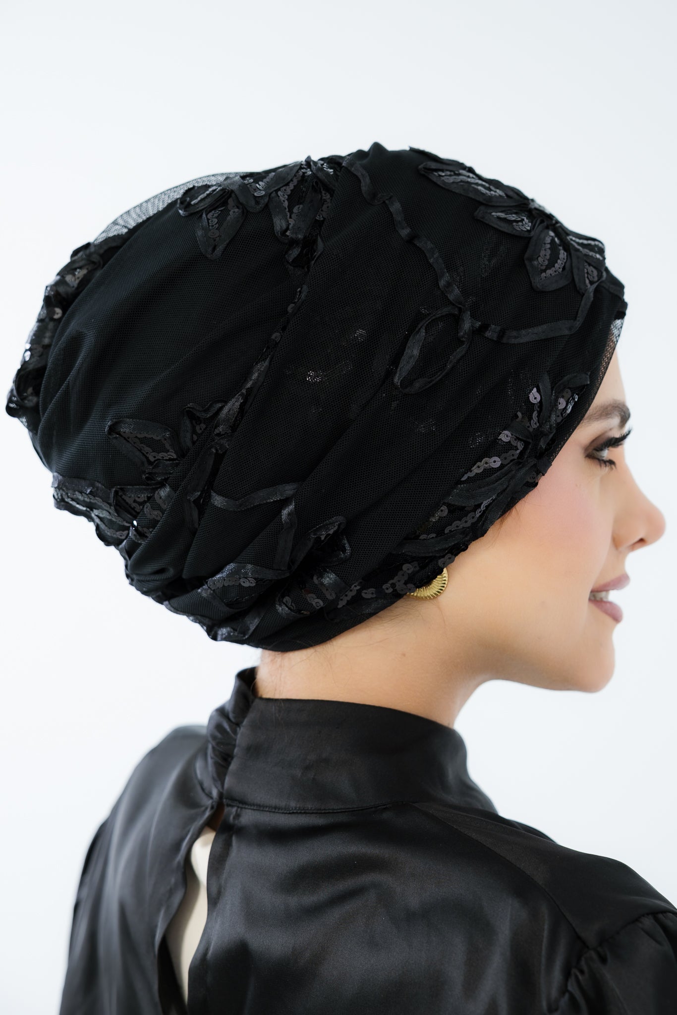 Draped tulle turban