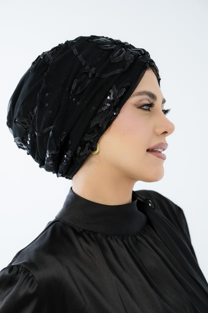 Draped tulle turban