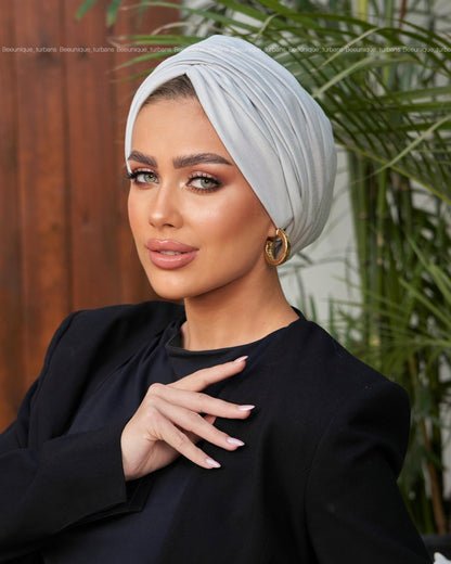 Draped cotton turban