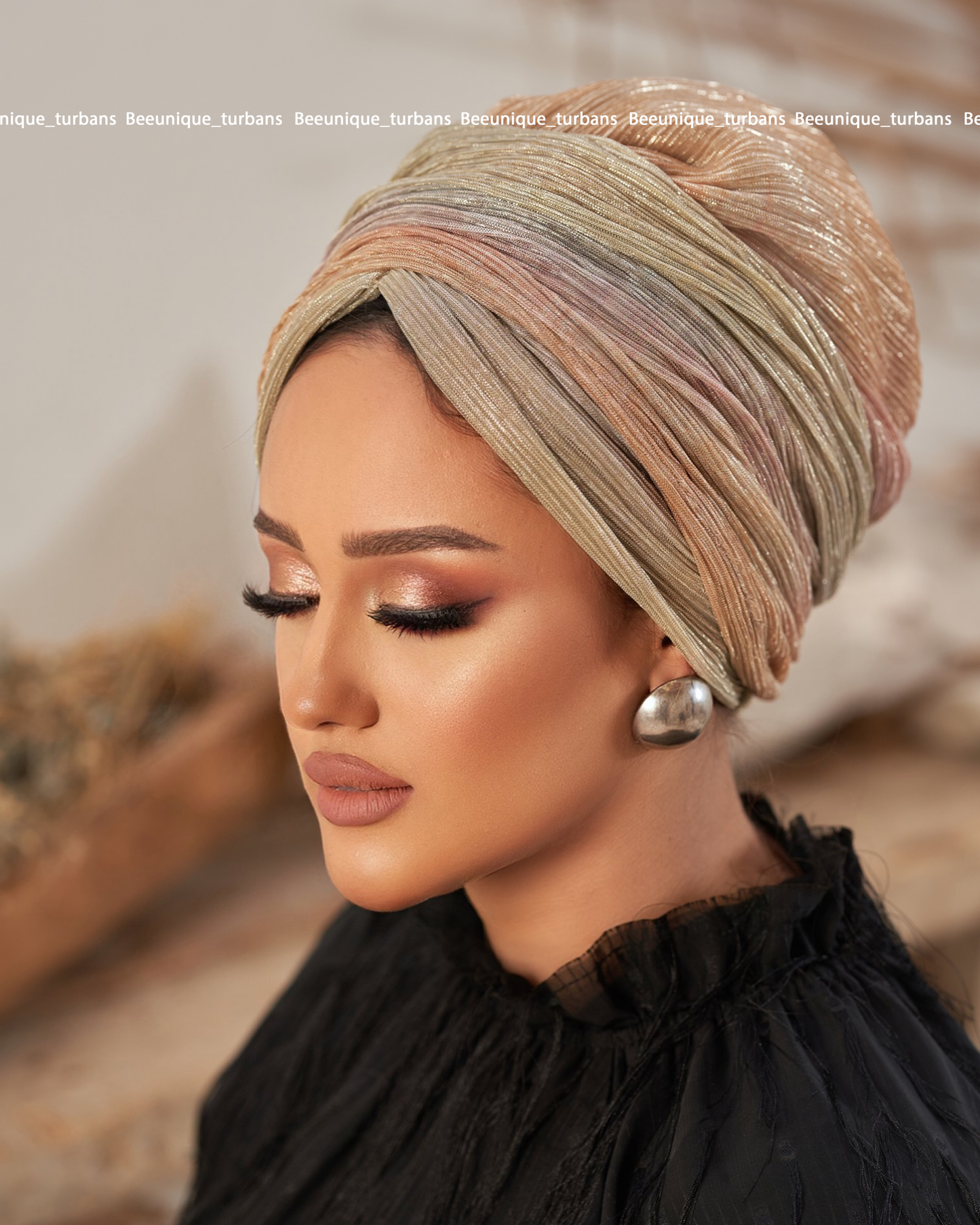 Draped soirée turban