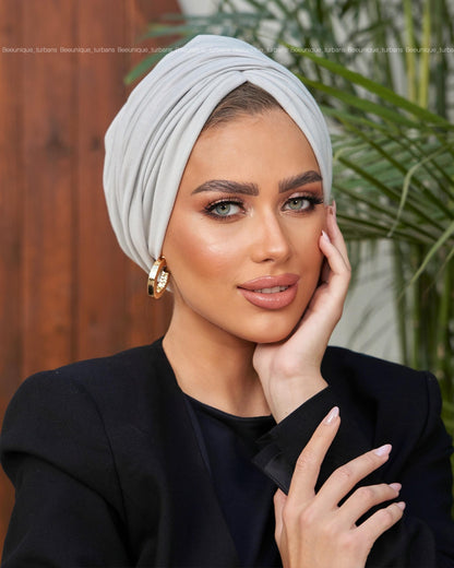 Draped cotton turban