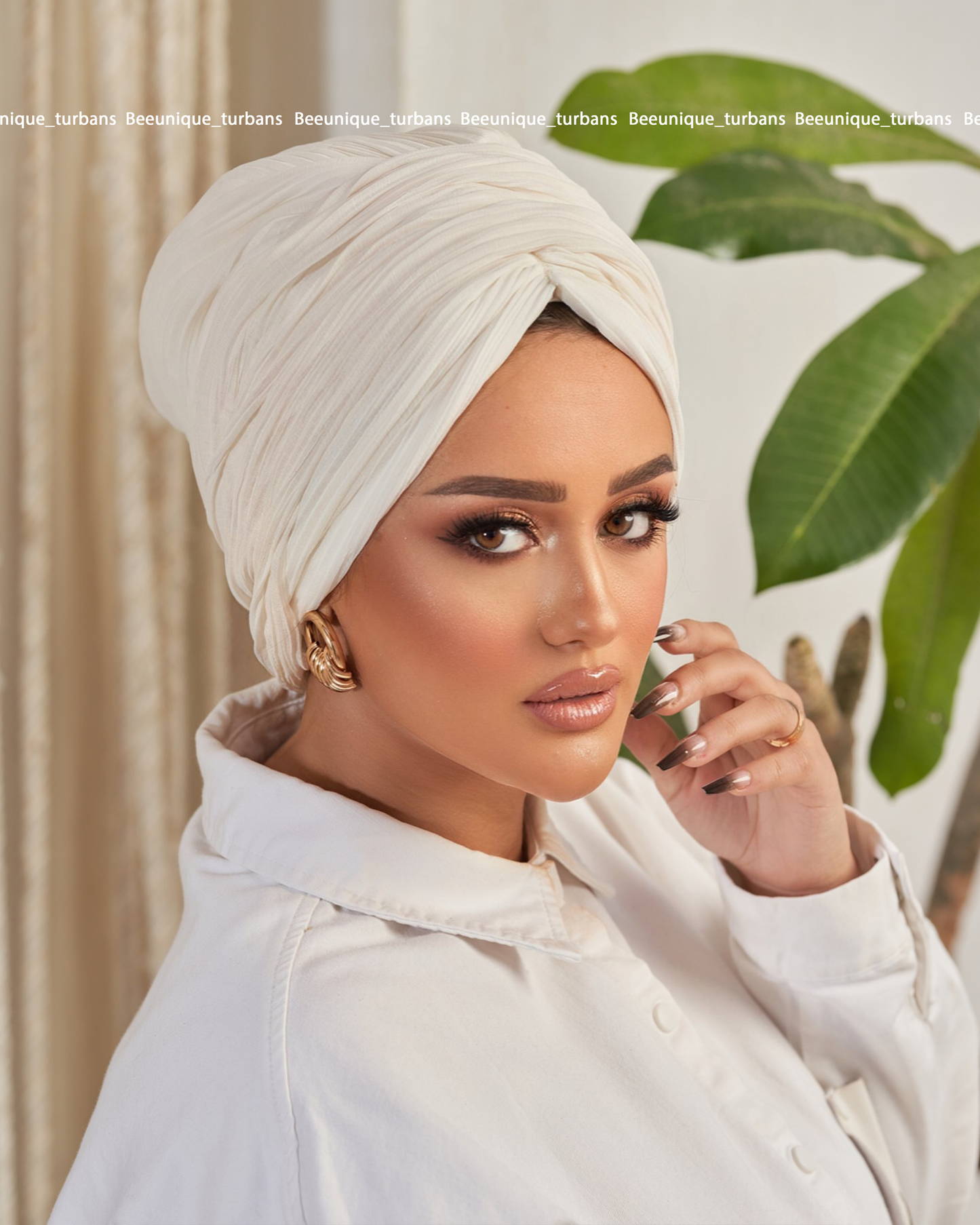 Draped chiffon turban