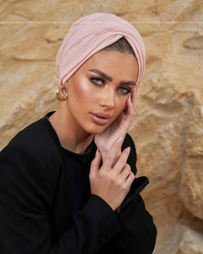 Draped cotton turban