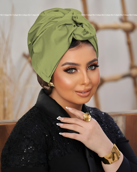 Double bow taffeta turban