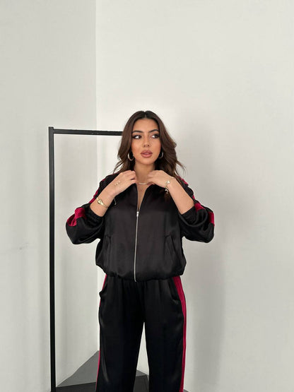 Satin bomber suit