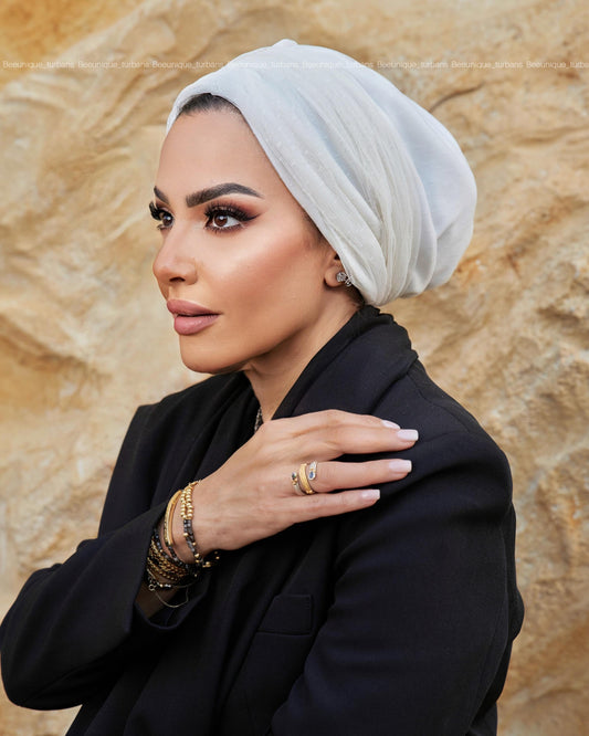 Draped tulle turban