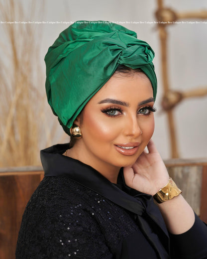Double bow taffeta turban