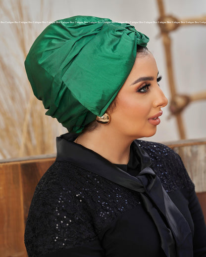 Double bow taffeta turban