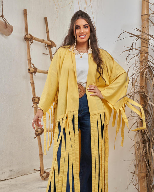 Fringe kimono