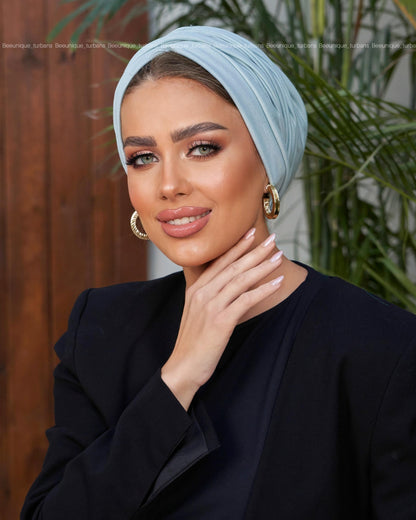 Draped cotton turban