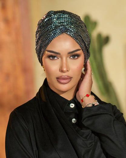 draped sequins turban