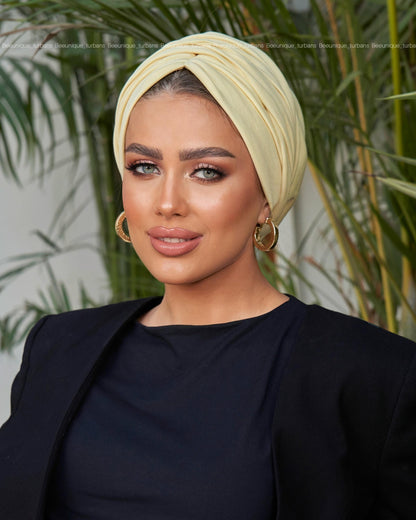 Draped cotton turban