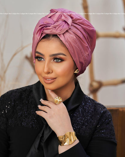 Double bow taffeta turban