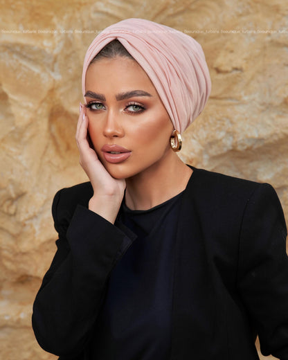 Draped cotton turban