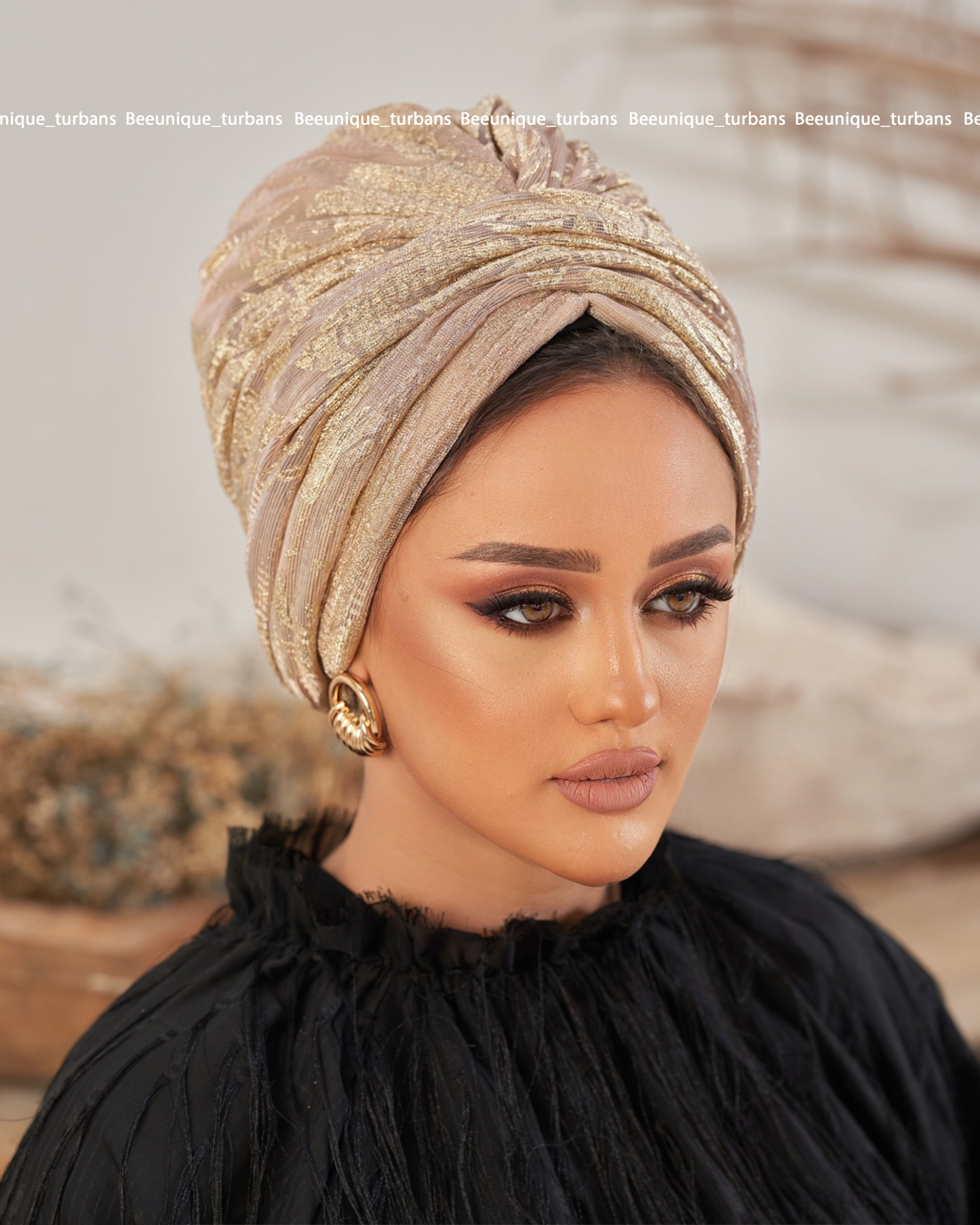 Draped soirée turban