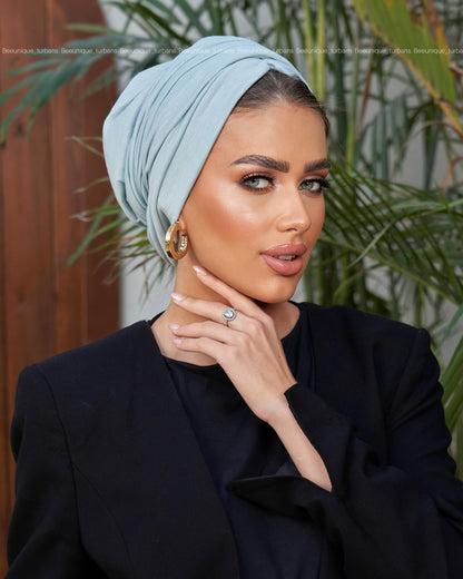 Draped cotton turban