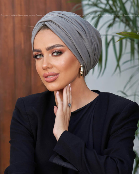 Draped cotton turban