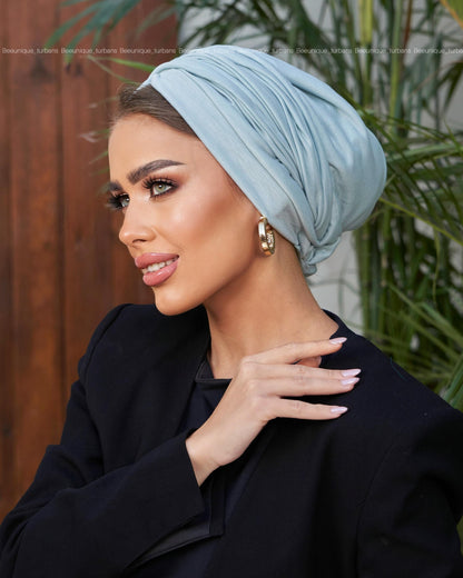 Draped cotton turban