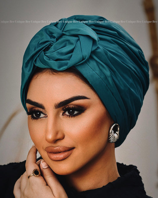 Double bow taffeta turban