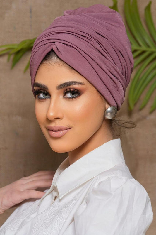 Lycra Draped Turban - Purple